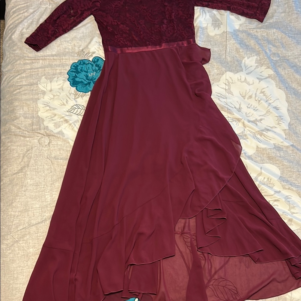 Wedding/Mother of the Bride Burgundy Lace Dress Sz L/10
